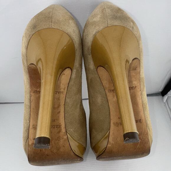 Kate Spade New York Round Toe Pump 3.5” Heels Beige‎ Suede 8B Made In Italy - Picture 8 of 13